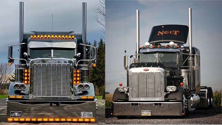 تصویر نمونه کامیون آمریکایی با جلو پنجره ای استیل و چراغ گرد دوقلو کامیون کنترلی آمریکایی گرند هولر    نسخه کمبو