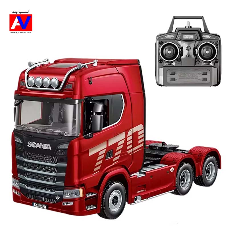 کامیون کنترلی اسکانیا قرمز مدل HUINA 1501 و ریموت کنترل