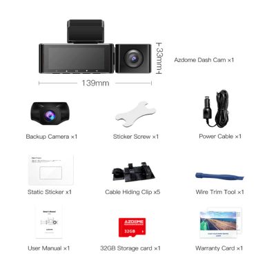 محتویات جعبه و اقلام همراه دوربین داشبوردی دولنزه M550 400x400 دش کم دو دوربین کیفیت 4K