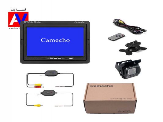 محتویات جعبه و اقلام همراه کیت دوربین دنده عقب بی سیم خودرو برند Camecho 533x400 دوربین دنده عقب بی سیم Camecho