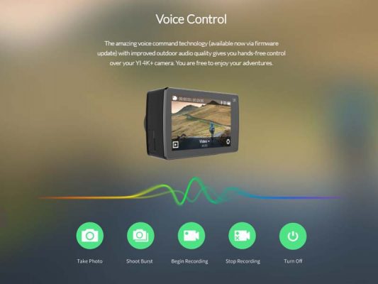 کنترل صوتی دوربین ورزشی YI 533x400 دوربین ورزشی YI 4K Plus